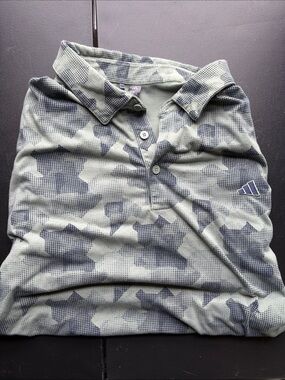 adidas Men's Polo Shirt in Gray Camo Pattern